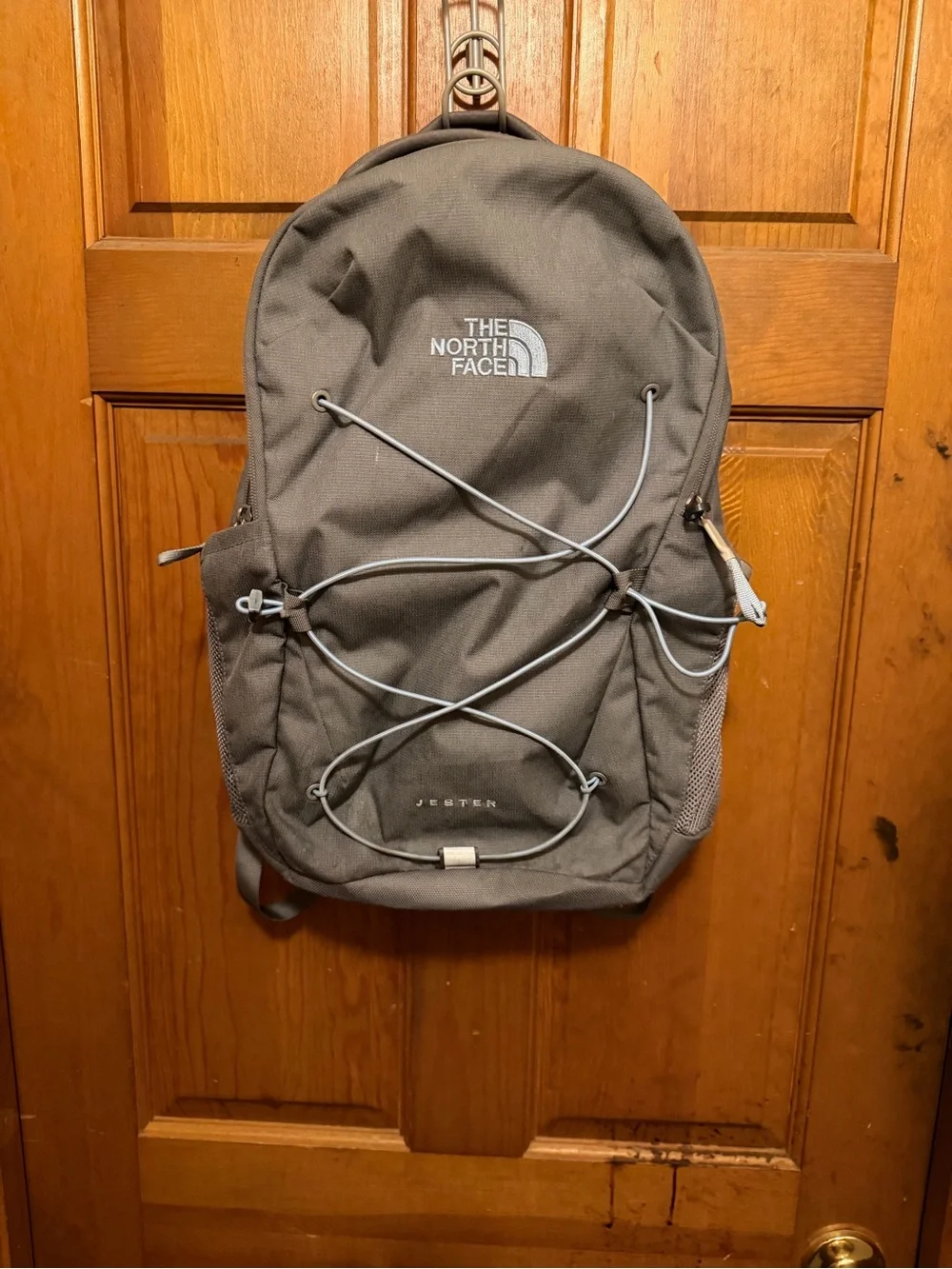 The North Face Jester Backpack - Charcoal Gray with Light Gray Bungee